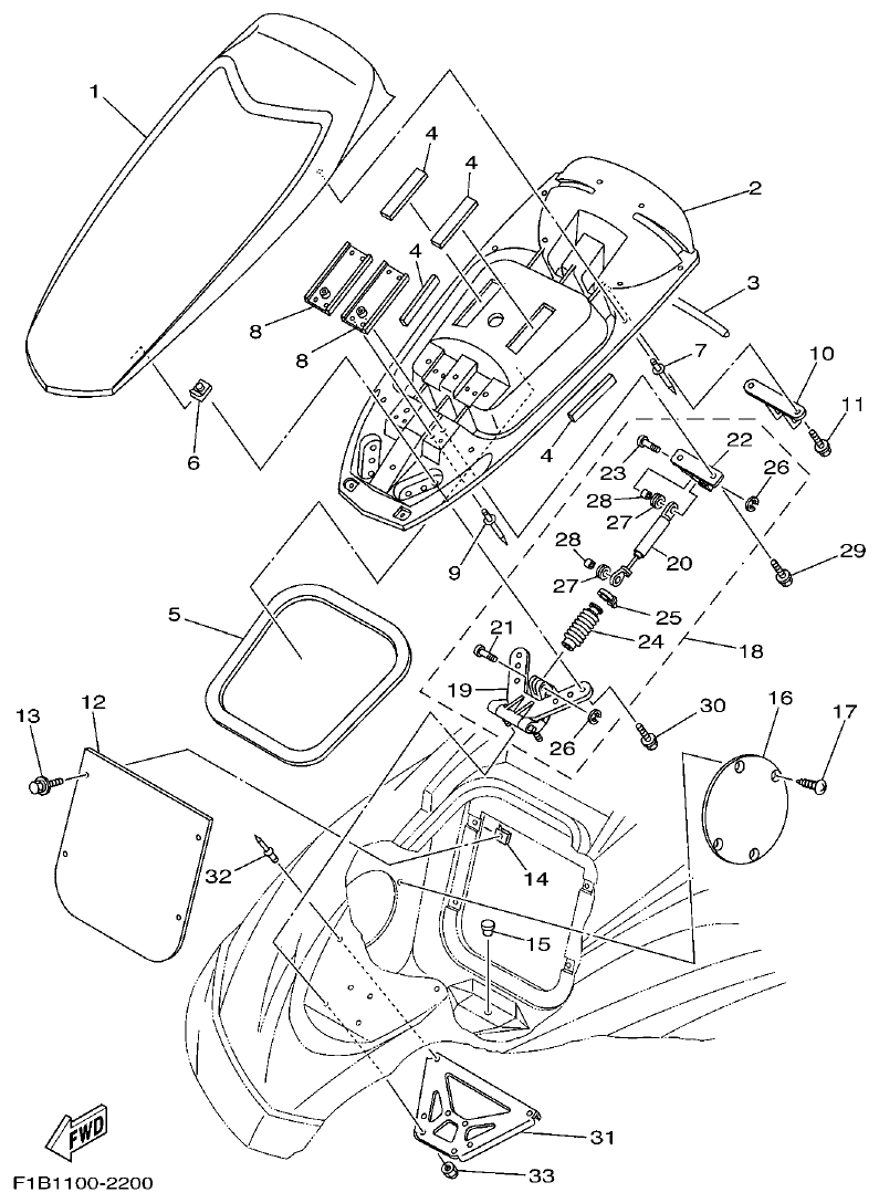 Yamaha FX10 ENGINE HATCH 2 parts diagram